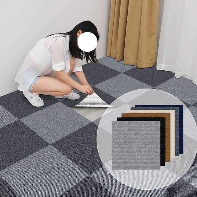 10 Stück selbstklebende Teppich-Bodenaufkleber in Grau, quadratische Matten für Esszimmer und Schlafzimmer, B/B: 40 x 40 cm - Bild 1