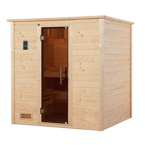 WEKA Massivholzsauna Bergen 1.8 aus Fichtenholz mit Glastür, braun, B/T/H: 198 x 181 x 203,5 cm - Bild 3