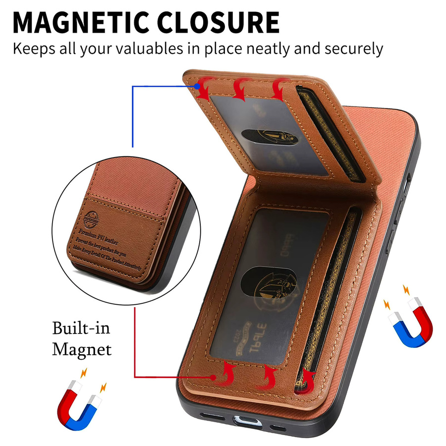 Leder-Handyhülle mit RFID-Schutz und Kartenfach für Xiaomi und Redmi Modelle in Schwarz - Bild 6