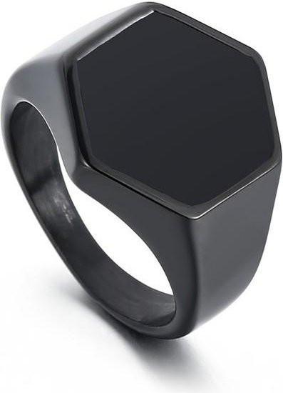 Yiran pet products Sechseckring, Edelstahl, Schwarz, Unisex - Bild 1