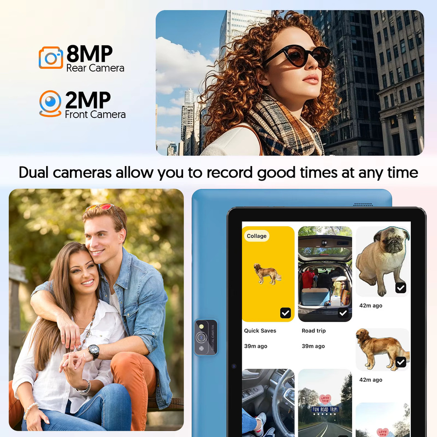 BAKEN Android 15 Tablet in Blau mit 10,0 Zoll Bildschirm, 12GB RAM, 64GB Speicher, Quad-Core-Prozessor, 6000mAh und Dual-Kameras (2MP+8MP) - Bild 2