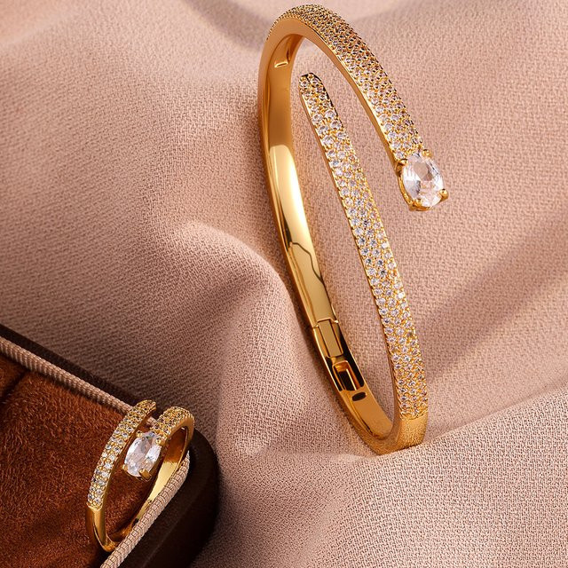 ZAKOL Schmuck-Set, Ring und Armband, Zirkonia, Gold - Bild 1