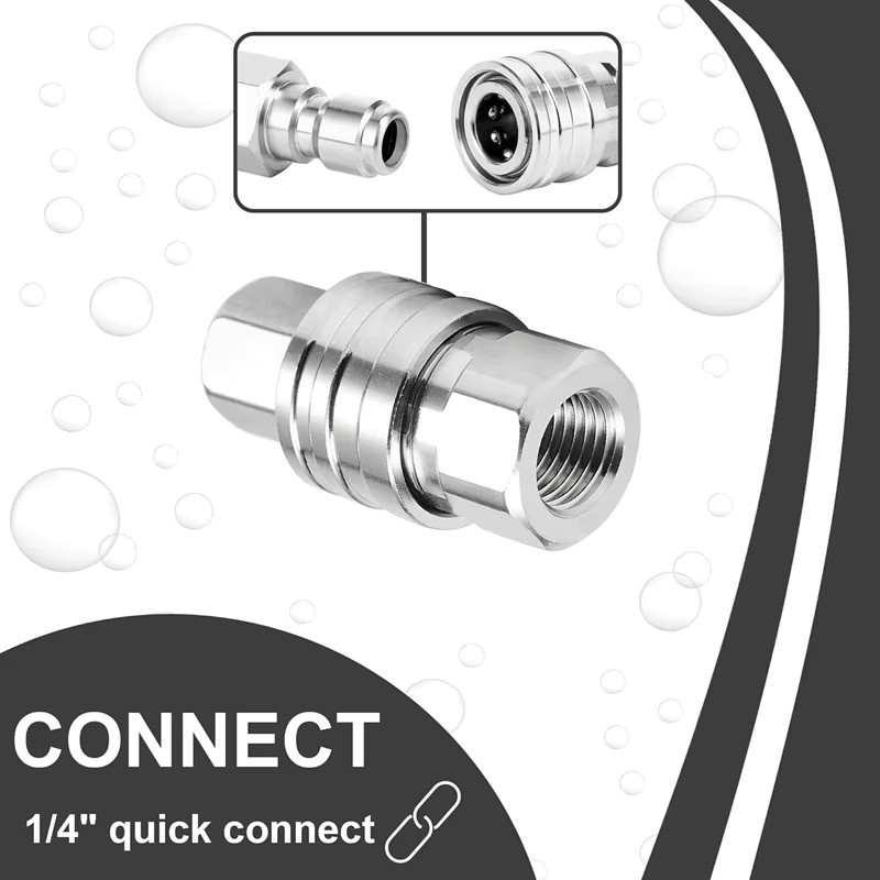 DCNB Edelstahl Schnellanschluss-Adapter-Set für Hochdruckreiniger mit 1/4 Zoll Innengewinde und Außengewinde in Silber und Grau - Bild 2