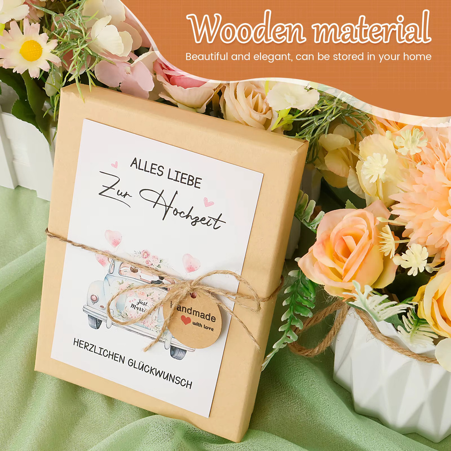 Hochzeits Glückwunschkarten als Geldhalter für Bargeld in Braun für Hochzeit, Verlobung und Jahrestag - Bild 2
