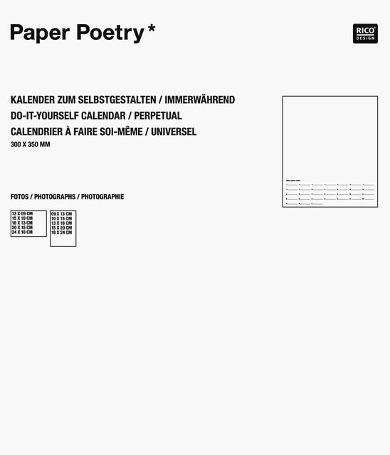 Rico Design Paper Poetry Bastelkalender immerwährend weiß B: 30 cm, H: 35 cm - Bild 1
