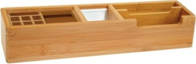 Wedo Tischorganizer aus Bambus in Braun mit 2 Fächern und 2 Aluminium-Einsätzen - Bild 1