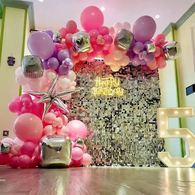 LQVYI Disco Ballon Set in Rosa Lila und Silber mit 4D Aluminium Film für Geburtstag Hochzeit und Party Dekoration - Bild 1