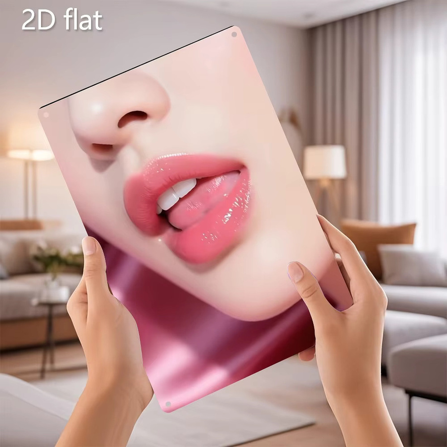 HELLOYOUNG Metallschild mit Lippen-Grafikdesign in Pink, wetterbeständiges Vintage-Wandkunst-Dekor aus Eisen für Zuhause, Bar oder Garten - Bild 3