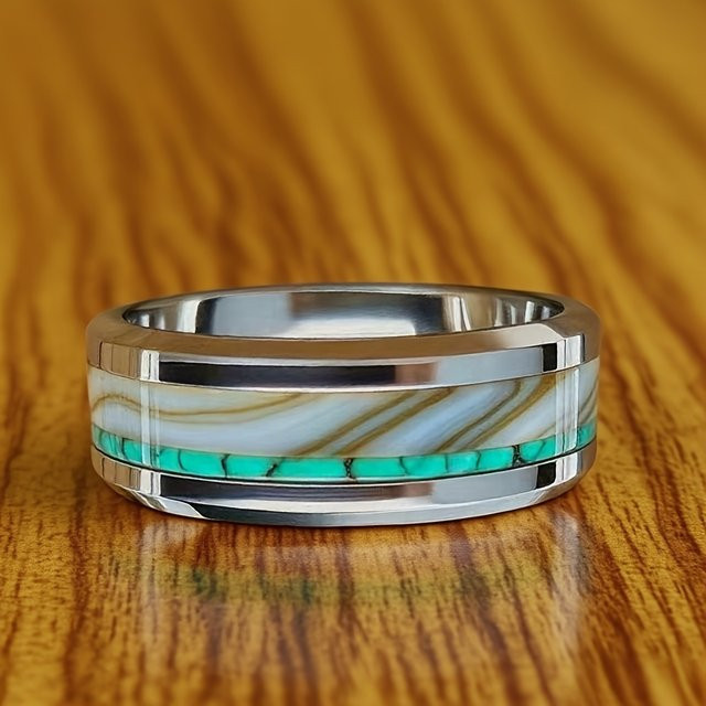 SUNFLOWERZHU Ring Edelstahl, Achat, Silber, Damen - Bild 1