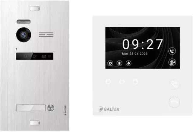Balter Evo-HD-Mini Video Türsprechanlage Komplettsystem für 1-Familienhäuser mit 4,3 Zoll WiFi Monitor in Silber - Bild 1