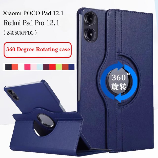 360 Grad drehbare Schutzhülle für Xiaomi Redmi Pad Pro 12.1 und Poco Pad 12.1 mit Standfunktion in Rot - Bild 1