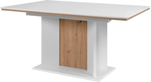 Furn.Design Esstisch Varese ausziehbar in Weiß und Eiche, B/T: 160-200 x 90 cm - Bild 1