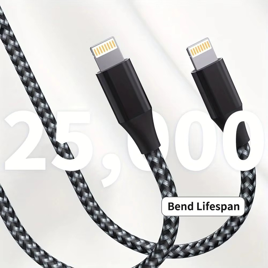 LAIHONEN USB-A auf Lightning-Kabel für iPhone und iPad, 12W Schnellladung, Silber/Weiß - Bild 3