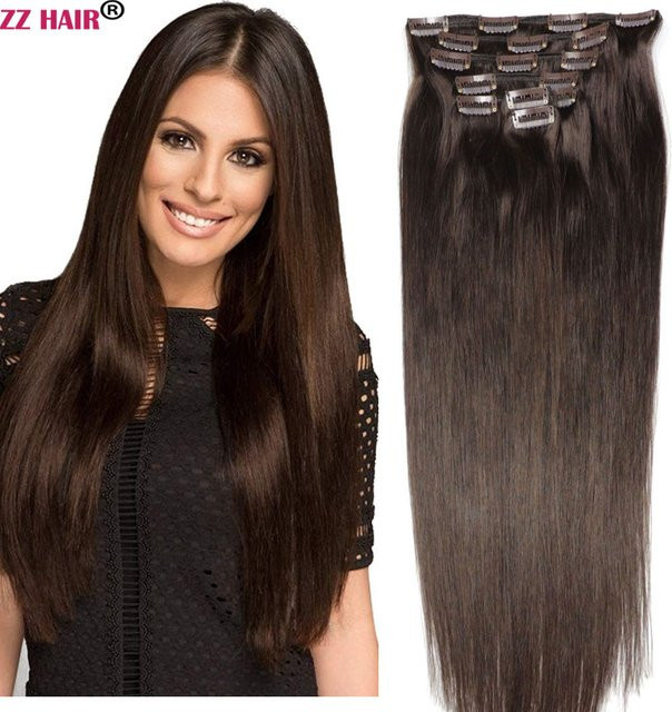 Zzhair Remy-Haar Extensions, 7-teiliges Set, 140g, gerade, 16-24 Zoll - Bild 1