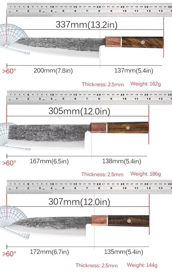 WXCOO Handgeschmiedetes Santoku Japanisches Kochmesser aus Holz mit Schutzhülle - Bild 6