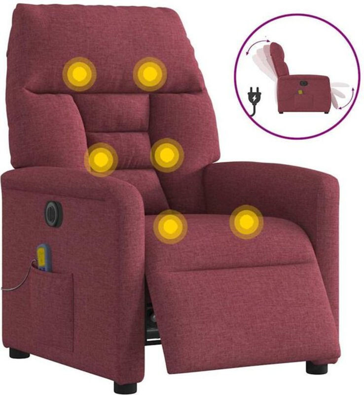 Elektrischer Massagesessel Relaxsessel aus Stoff in Rot von vidaxl - Bild 1