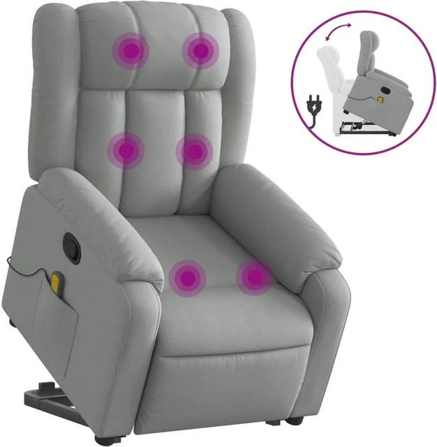 vidaXL Massagesessel mit Aufstehhilfe Modell 9 in Hellgrau aus Samt und Stoff - Bild 1