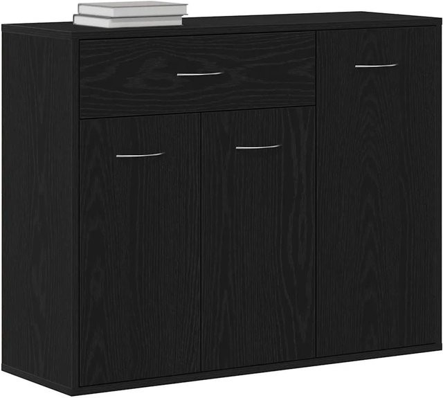vidaXL Sideboard Schwarze Eiche aus Holzwerkstoff, B/T/H: 88 x 30 x 70 cm - Bild 1