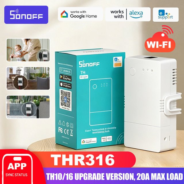 SONOFF TH Origi THR316/320 WLAN Smart Switch mit Echtzeit-Temperatur- und Feuchtigkeitsüberwachung und LCD-Sensor, Farbe: Weiß, Kompatibel mit Alexa und IFTTT - Bild 1