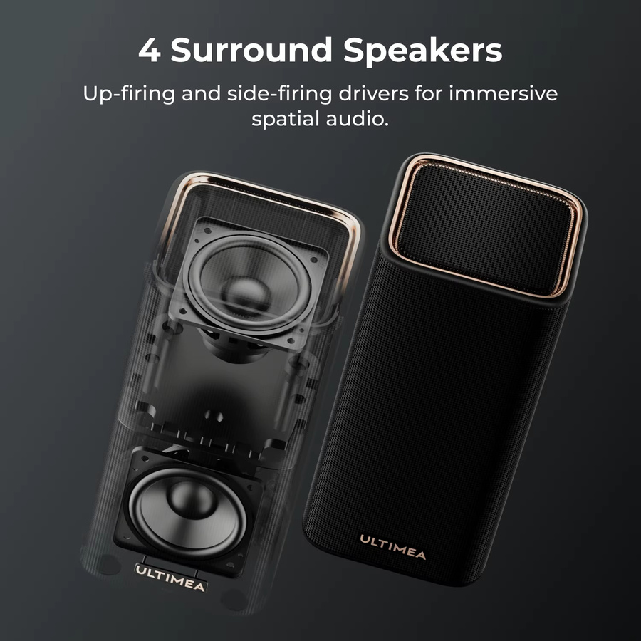 ULTIMEA 9.2.6 Soundbar mit Dolby Atmos und DTS:X, 2000W Wireless Surround Sound System in Schwarz mit Dual 10-Zoll-Subwoofern und GaN-Verstärker - Bild 4