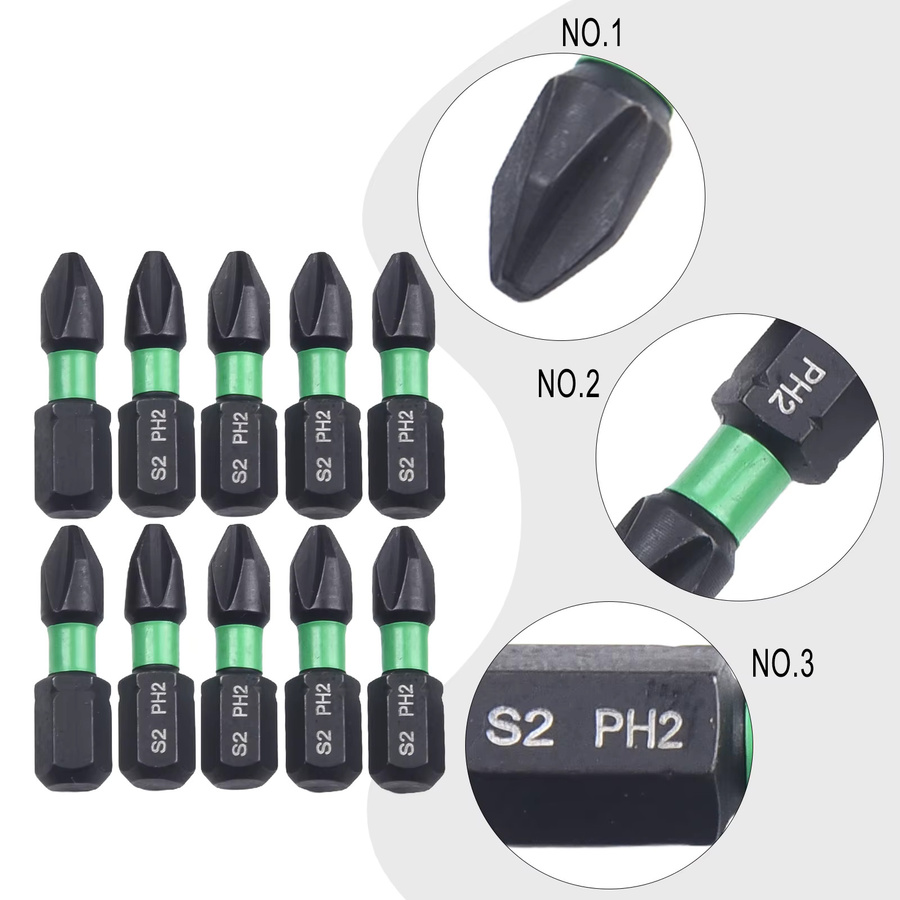 DAZZLEEX 10-teiliges Schraubendreher-Bit-Set mit 25 mm Bits und sechseckigem Griff, stark magnetisch - Bild 3
