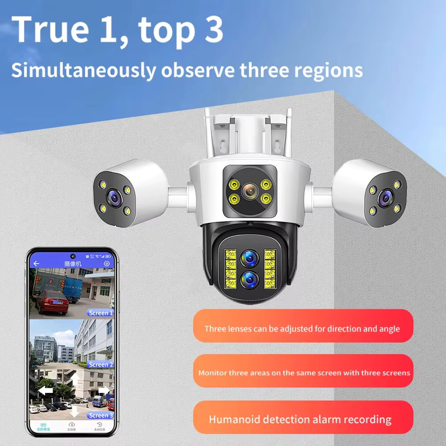 Sherway 6K Outdoor WLAN-Sicherheitskamera mit 15MP Drei-Linsen-Technologie, PTZ-Funktion, 10-fach Zoom und KI-gestützter automatischer Erkennung und Verfolgung in Weiß - Bild 2