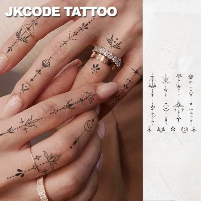 JKCODE TATTOO Wasserfeste semipermanente Tattoos, botanisches Design - Bild 1