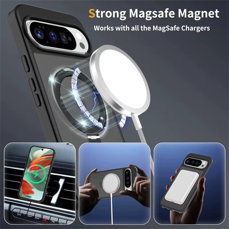 Magnetische kabellose Schutzhülle mit MagSafe-Ringhalterung für Google Pixel 9, 9 Pro, 10, 10 Pro XL und 10A in Pink oder Schwarz - Bild 2
