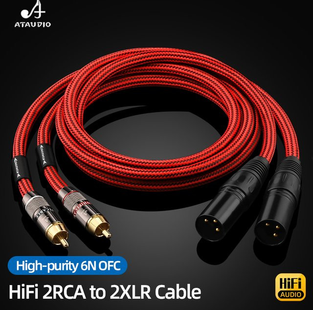 ATAUDIO HiFi RCA auf XLR Audio-Adapterkabel aus 6N OFC, Farbe: Rot - Bild 1