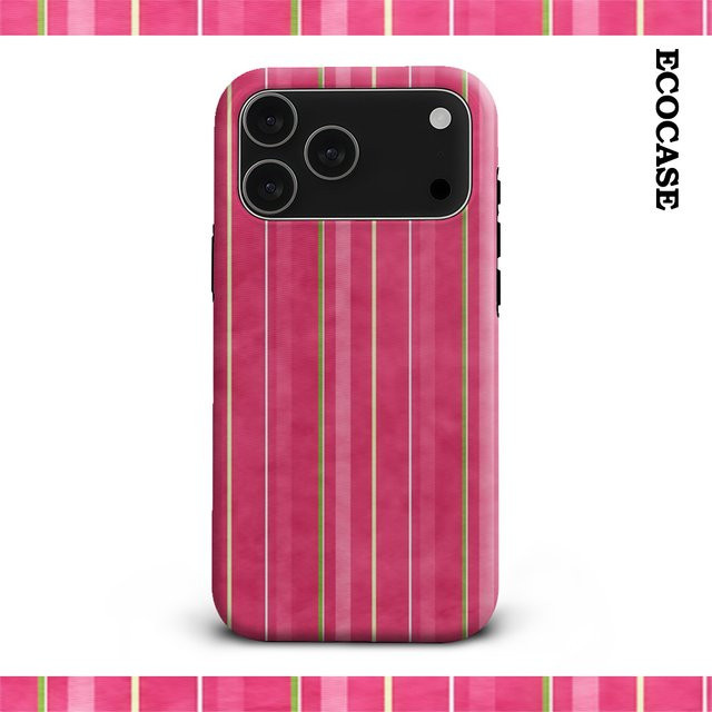 Rosa gestreifte Handyhülle mit doppelschichtiger Rückseite für Apple iPhone 17 16 15 14 13 12 11 Pro Max Plus - Bild 1
