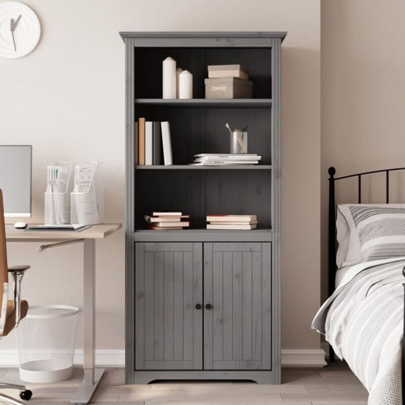 Vidaxl Bücherregal Bodo in Grau aus Massivholz Kiefer im Landhausstil, B/T/H: 82 x 40 x 173 cm - Bild 1
