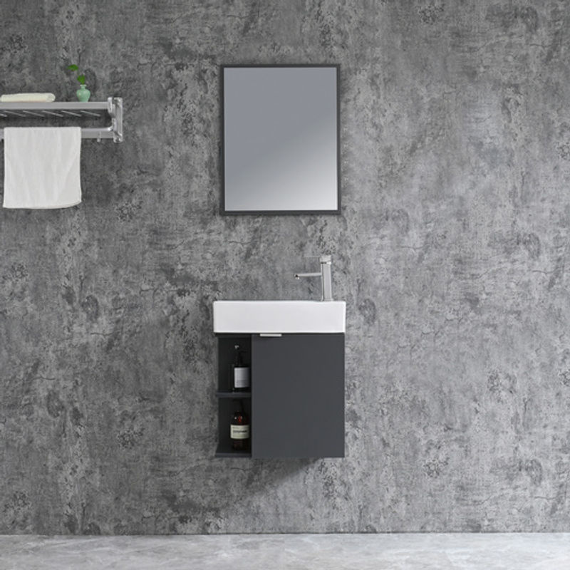 Sanotechnik Spring Badezimmer-Set in Grau bestehend aus Unterschrank Waschbecken und Spiegel B: 50 cm, H: 60 cm - Bild 3