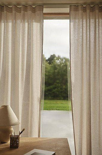 Jotex MILLY Vorhang aus Leinenmischung im 2er-Pack, Beige, semi-transparent, Breite: 140 cm - Bild 1