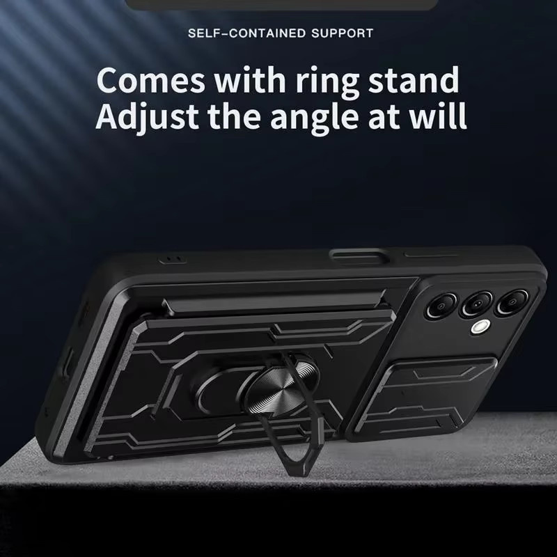 Stoßfeste magnetische Hülle mit Kartentasche und Standfunktion für Samsung Galaxy A-Serie (A06 A16 A15 A25 A35 A55 A14 A34 A54 A33 A53 A73 5G) in Schwarz oder Gold - Bild 3