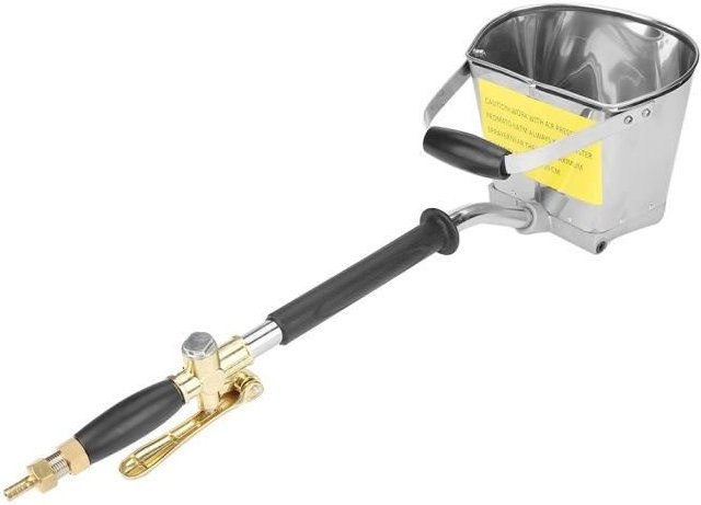 Techtrusty Mörtel Spritzpistole Jet Hopper aus Edelstahl in Silber für Beton, Zement und Stuck - Bild 1
