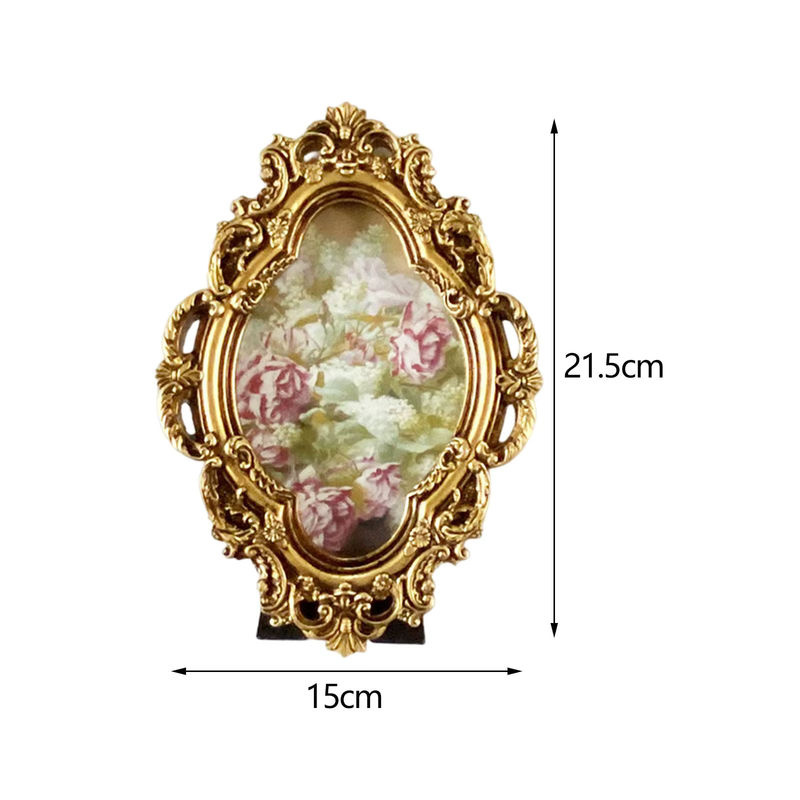 Kesoto Bilderrahmen aus Kunstharz in Gold mit floralem Design und ovaler Form für Tischaufstellung oder Wandmontage - Bild 5