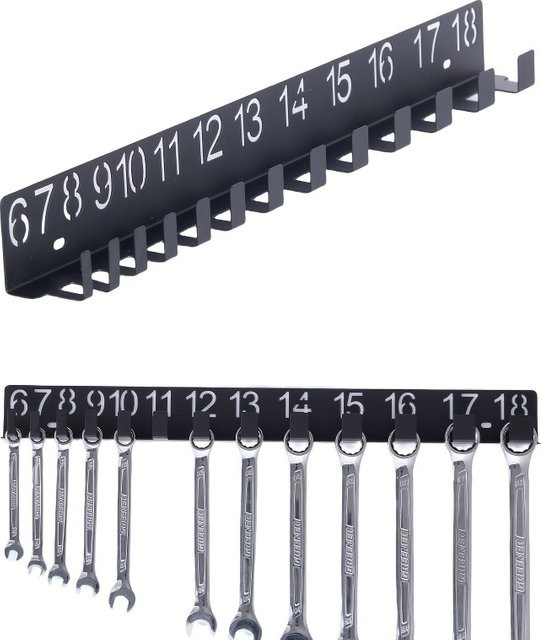 DDPNKL Magnetischer Werkzeug-Organizer aus Metall in Schwarz, wandmontiertes Aufbewahrungssystem für Schraubendreher und Schraubenschlüssel - Bild 1