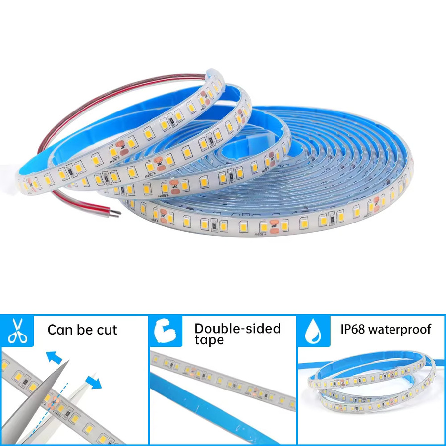 GAHADA IP68 Wasserdichter LED-Streifen 12V mit 120 LEDs/m, Selbstklebend, Weiß, SMD 2835, Flexibles Silikon-Band für Außenbereich und Heimdekoration - Bild 2
