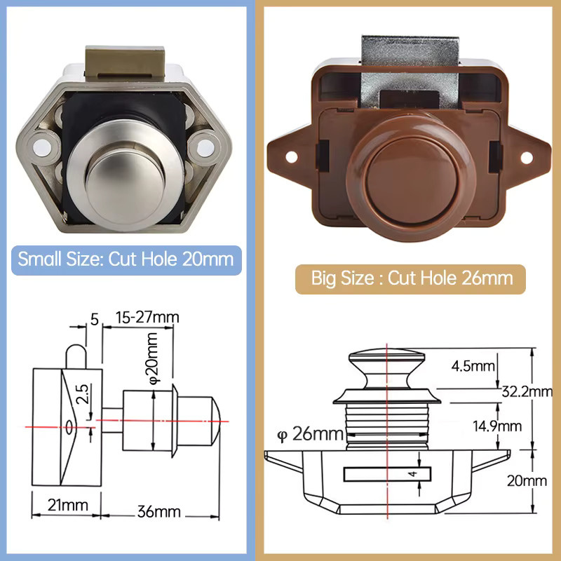 KAK 10er Set Push-Lock Schlösser 20mm in Weiß für Camper, Wohnwagen und Möbel - Bild 3