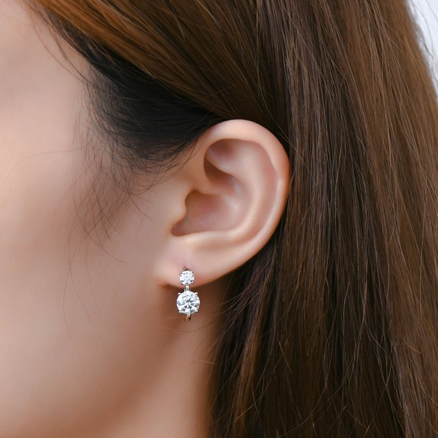 IOGOU Creolen Ohrstecker, 925 Sterling Silber, Moissanit, Damen - Bild 1