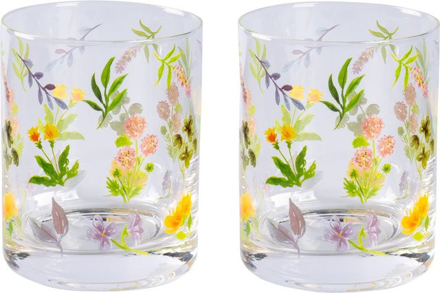 Gläser-Set Sommerblüten von Genialo, 2 Stück, transparent/mehrfarbig, 330 ml pro Glas - Bild 1