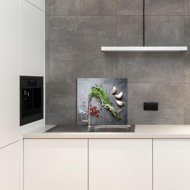 Modernes Glaspanel für die Küche mit Gewürzdekor in Grau, B: 65 cm, H: 60 cm - Bild 2