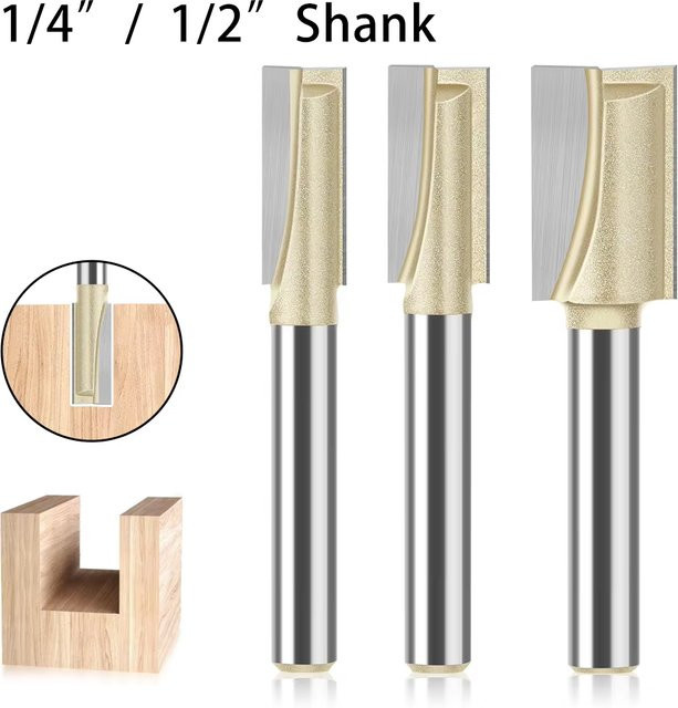 JGZUI Profi-Fräser für Holz zur Bodenreinigung, zum Nutenfräsen und Gravieren mit 1/4" und 1/2" Schaft, Farbe: Silber - Bild 1