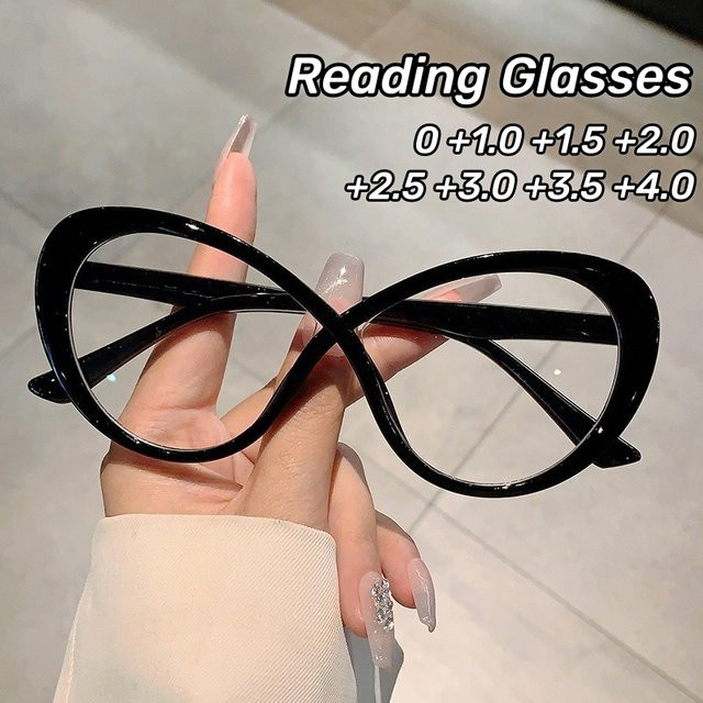 ERIKOLE Lesebrille Cat Eye, Vollrand, Kunststoff, Schwarz, Damen, Blaulichtfilter - Bild 1