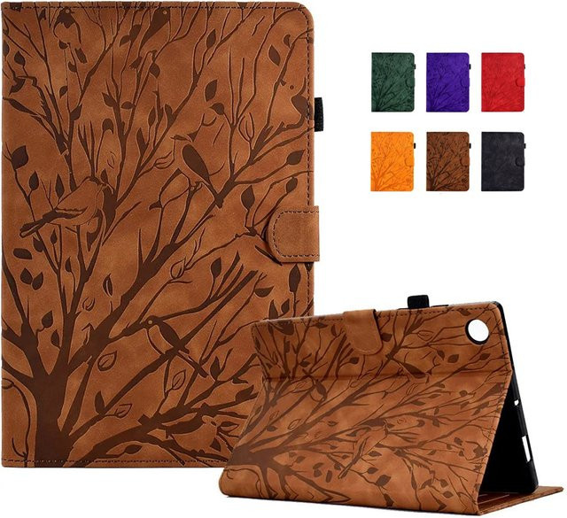 Magnetische Brieftaschen-Hülle für Samsung Galaxy Tab A11 Plus 11 Zoll in Rot und Braun - Bild 1