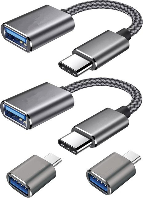 ILEPO 4er-Set USB-C auf USB 3.0 OTG Adapter Kabel in Schwarz für Huawei und Xiaomi Smartphones - Bild 1