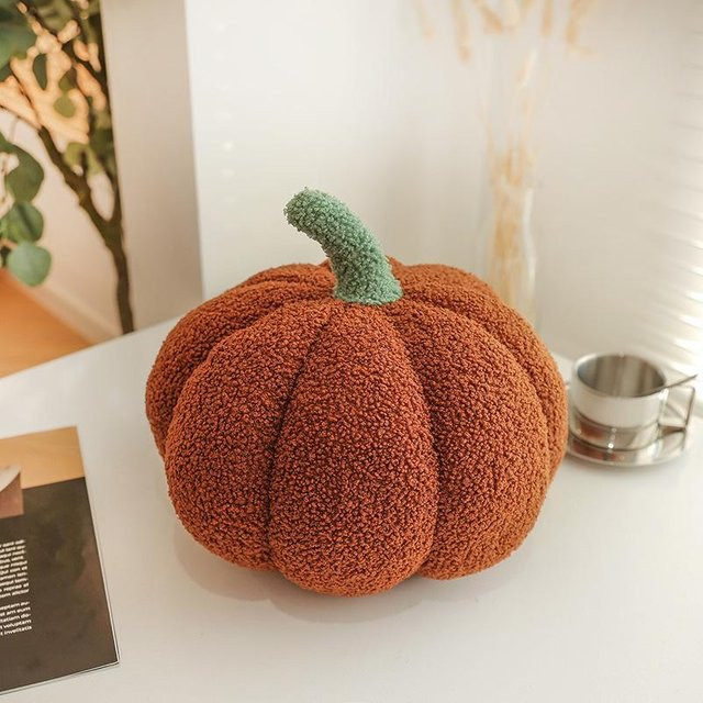 Cozy Haven Kürbis-Plüschkissen für Halloween und Erntedank, braun, Durchmesser: 23 cm - Bild 1