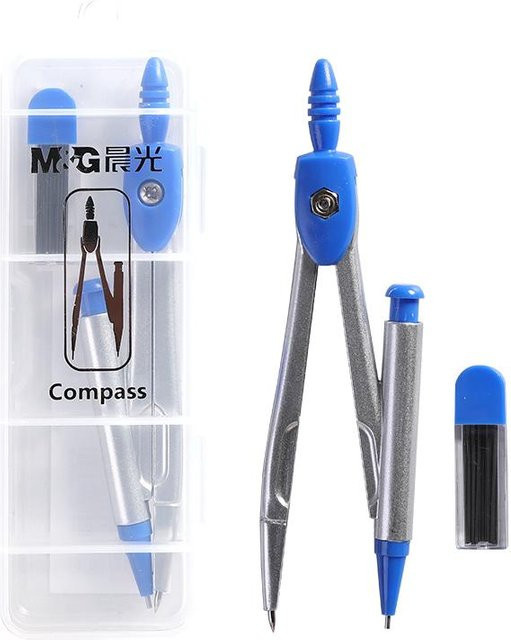 Metallkompass Set für Ingenieure und Schüler in Blau mit Schachtel und Bleistiftminen - Bild 1