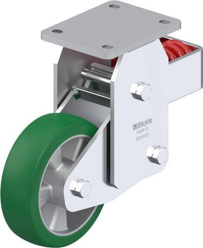 Blickle BHF-ALST 160K Bockrolle gefedert in Silber und Grün mit 160 mm Rad-Durchmesser und 580 kg Tragfähigkeit - Bild 1