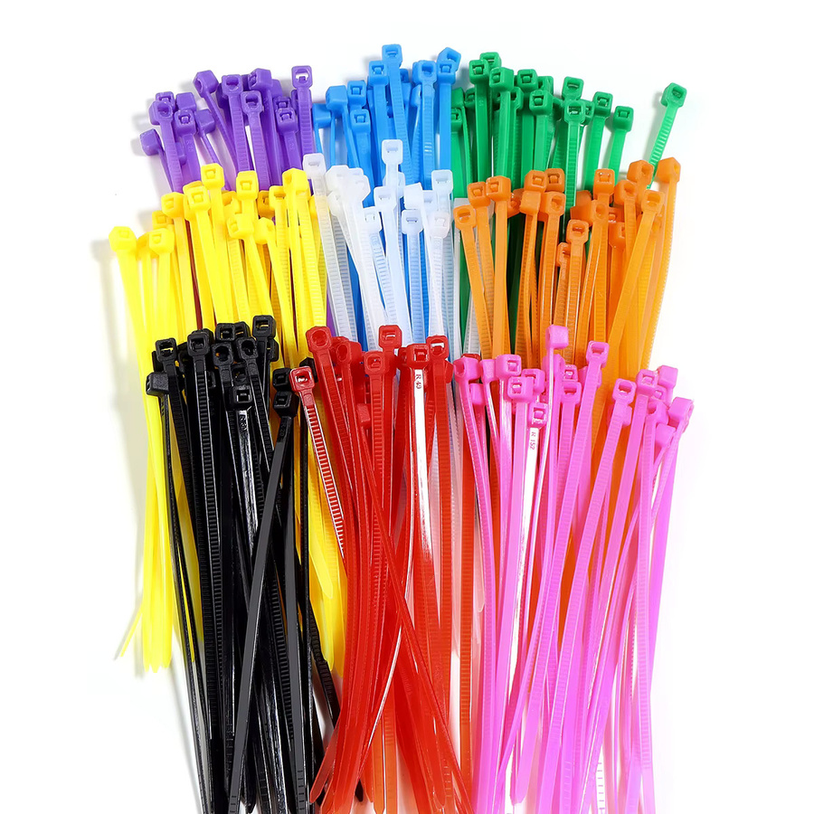 100er Set bunte selbstsichernde Nylon Kabelbinder aus Kunststoff in Weiß und Multicolour - Bild 2
